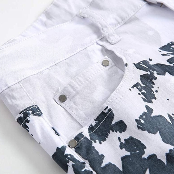 New Mens Painted Designer Slim Fit Jeans Multiple Sizes - Picture 3 of 3